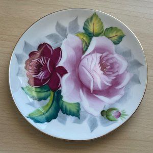 VINTAGE LEFTON CHINA HAND PAINTED PINK ROSES PATTERN PLATE 60409